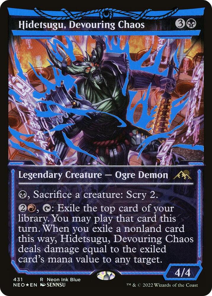 Hidetsugu Devouring Chaos Neon Blue (Kamigawa: Neon Dynasty)  - Foil
