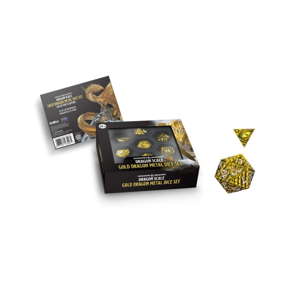 FanRoll: D&D Dragon Scale Metal Dice Set: Gold