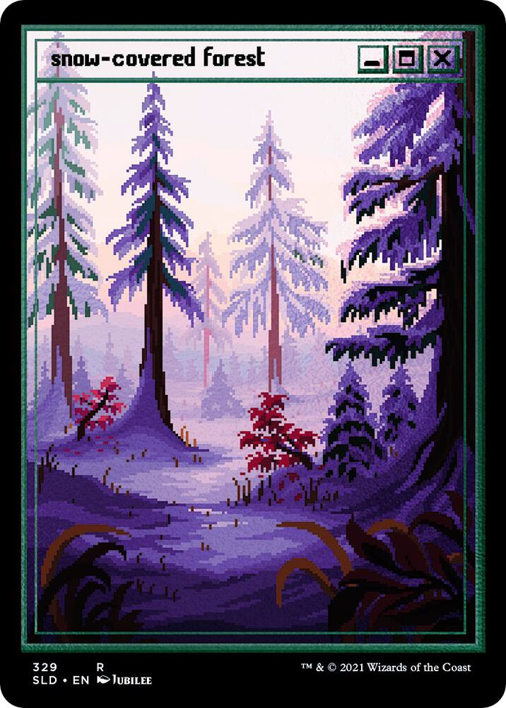 Snow Covered Forest PixelSnowLandsjpg Foil Etched (Secret Lair Drop Series)  - Foil