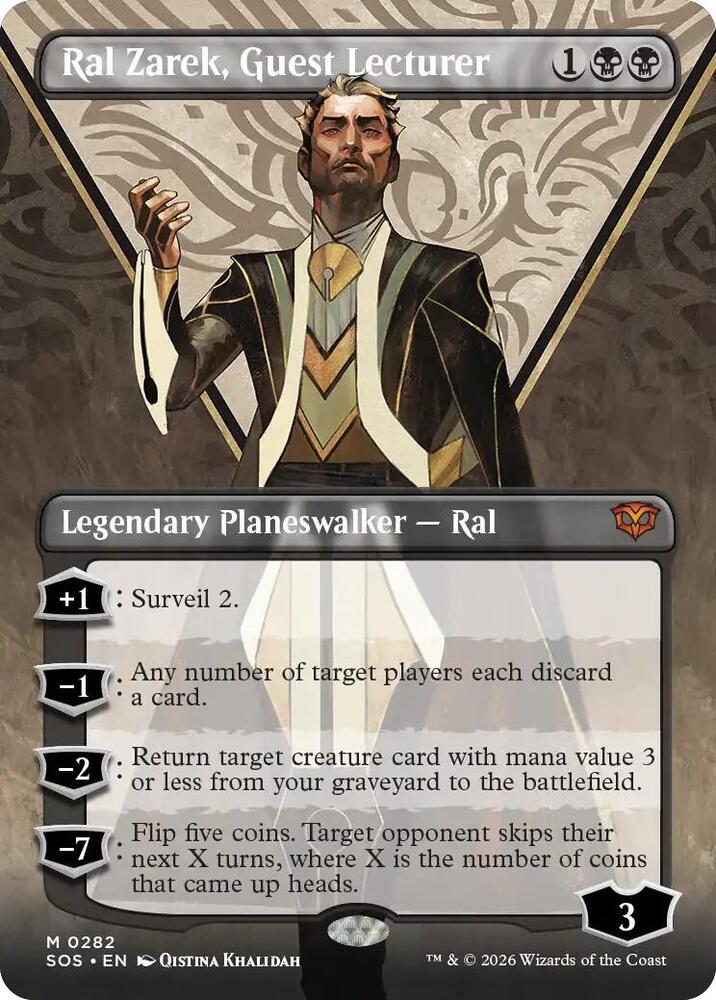 Ral Zarek Guest Lecturer Borderless 282 (Secrets of Strixhaven)  - Foil
