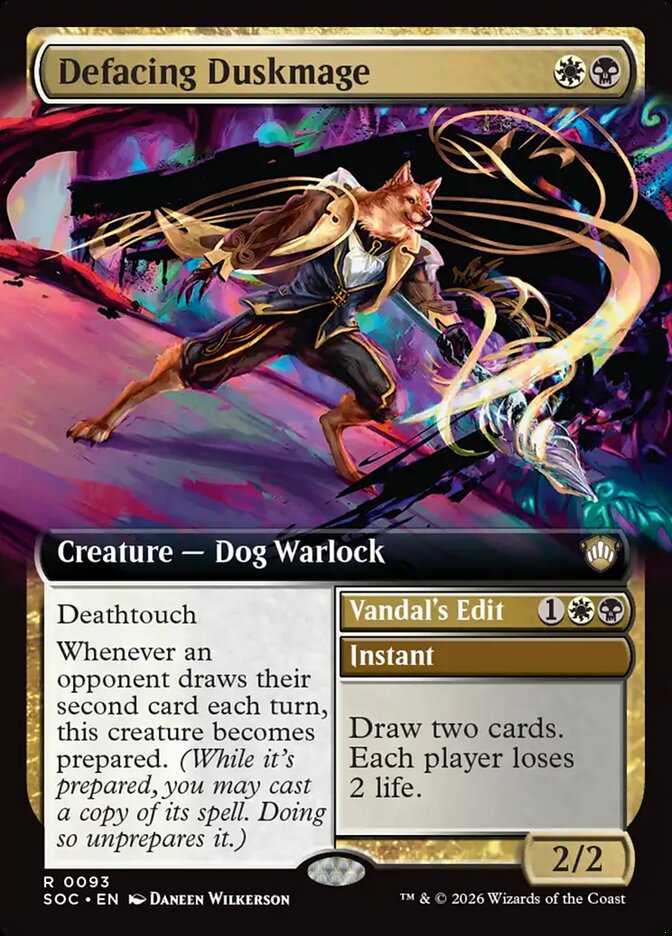 Defacing Duskmage  (Commander: Secrets of Strixhaven)  - Extended Art