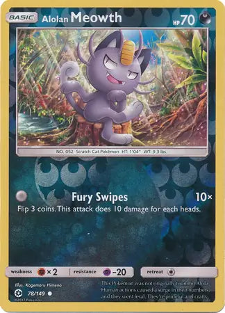 Alolan Meowth 78/149 (SM Base Set)  - Reverse Holofoil