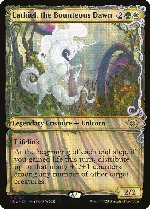 Lathiel, the Bounteous Dawn 180/65 (March of the Machine: Multiverse Legends)  - Showcase Halo Foil