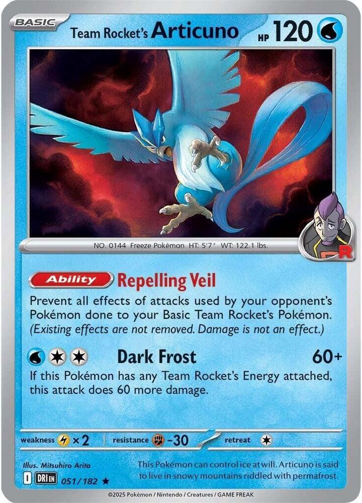 Team Rocket's Articuno 051/182 (Miscellaneous Cards & Products)  - Cosmo Holofoil