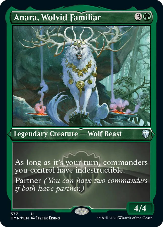 Anara, Wolvid Familiar 577 (Commander Legends)  - Etched Foil