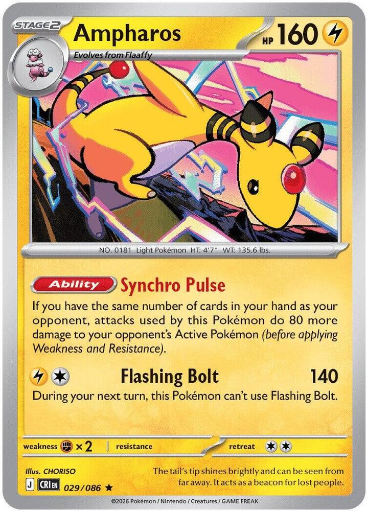 Ampharos 029/086 (ME04: Chaos Rising)  - Reverse Holofoil