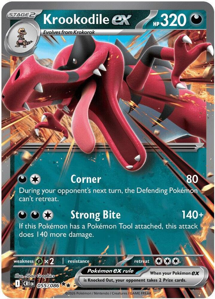 Krookodile ex 055/086 (ME04: Chaos Rising)  - Holofoil