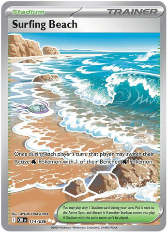 Surfing Beach 114/086 (ME04: Chaos Rising)  - Holofoil