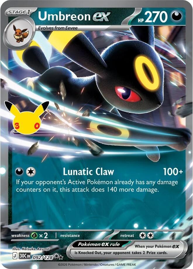 Umbreon ex 092/128 (ME: 30th Celebration)  - Holofoil