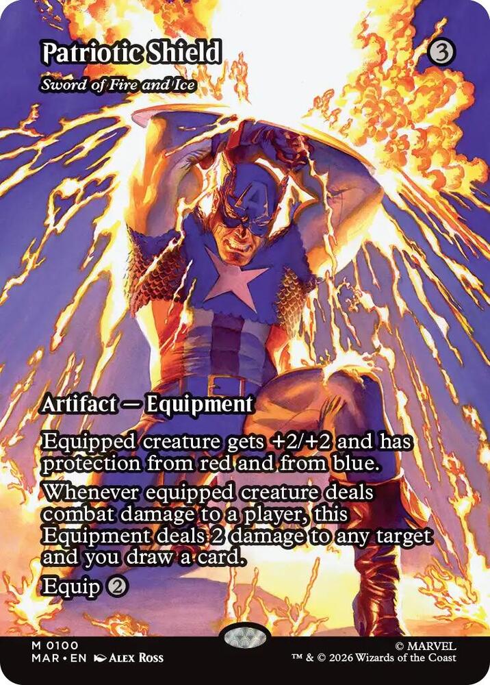 Patriotic Shield // Sword of Fire and Ice 100 (Marvel Universe Eternal-Legal)  - Borderless Foil