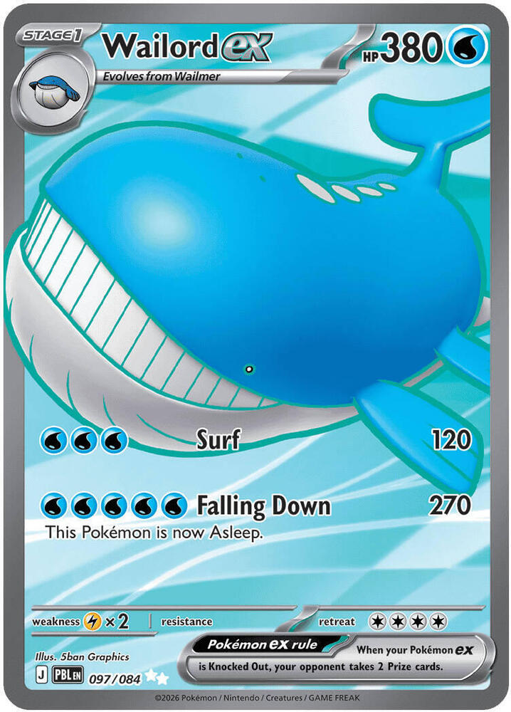 Wailord ex 097/084 (ME05: Pitch Black)  - Holofoil