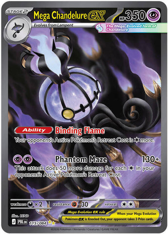 Mega Chandelure ex 115/084 (ME05: Pitch Black)  - Holofoil