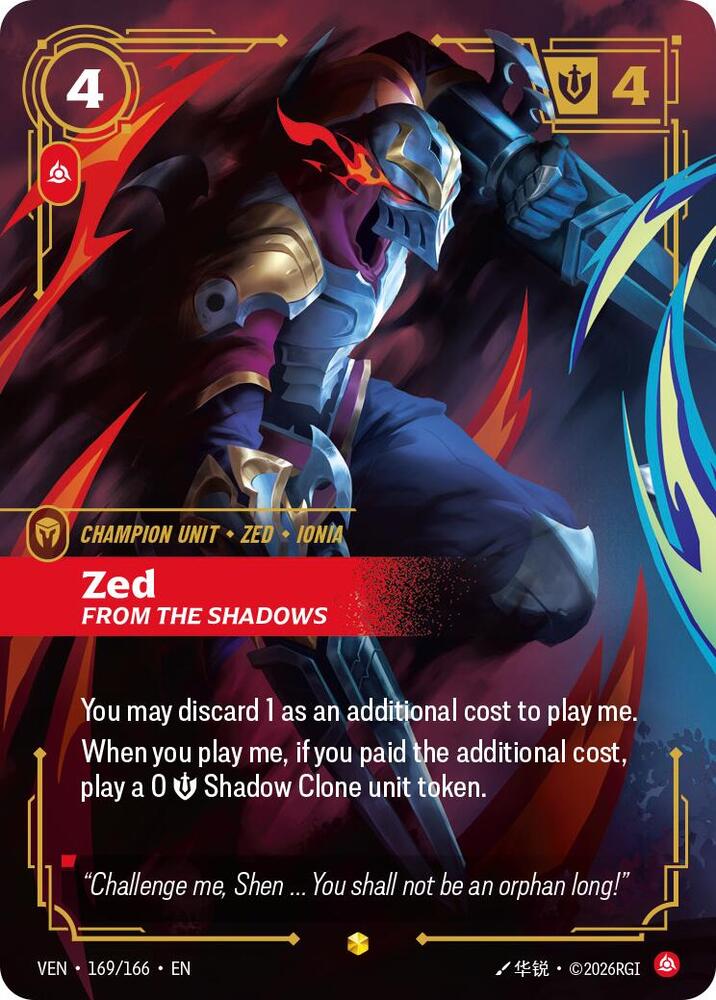 Zed - From the Shadows 169/166 (Vendetta)  - Foil