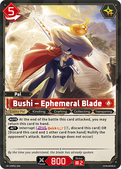Bushi – Ephemeral Blade EBP01-004 (Booster Pack "Dawn of Palpagos") 