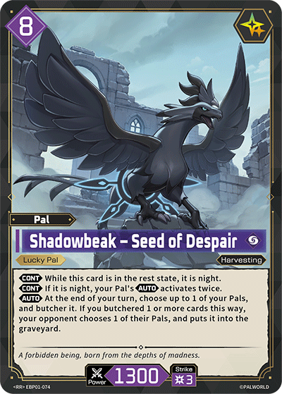 Shadowbeak – Seed of Despair EBP01-074 (Booster Pack "Dawn of Palpagos")  - Holofoil