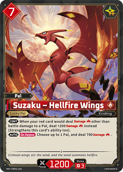 Suzaku – Hellfire Wings EBP01-002 (Booster Pack "Dawn of Palpagos")  - Holofoil