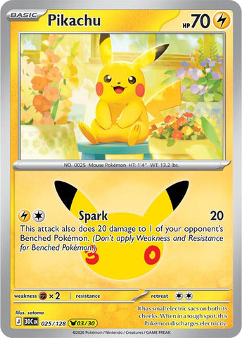 Pikachu 025/128 (ME: 30th Celebration)  - Holofoil