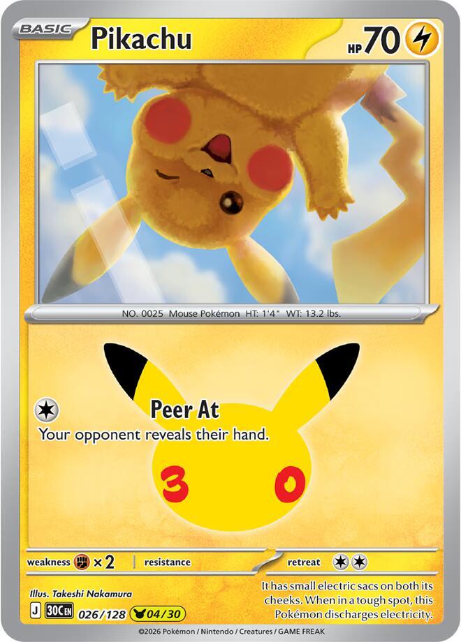 Pikachu 026/128 (ME: 30th Celebration)  - Holofoil