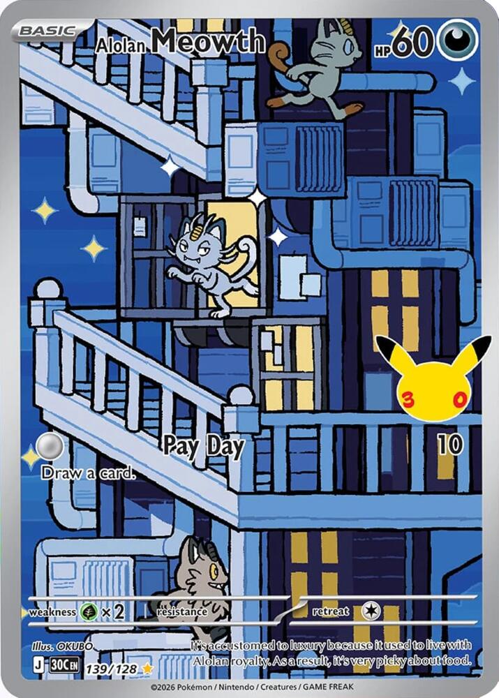 Alolan Meowth 139/128 (ME: 30th Celebration)  - Holofoil