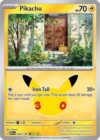 Pikachu 039/128 (ME: 30th Celebration)  - Holofoil