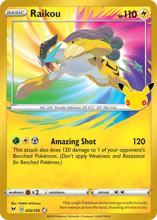 Raikou 050/185 (ME: 30th Celebration Classic Collection)  - Holofoil