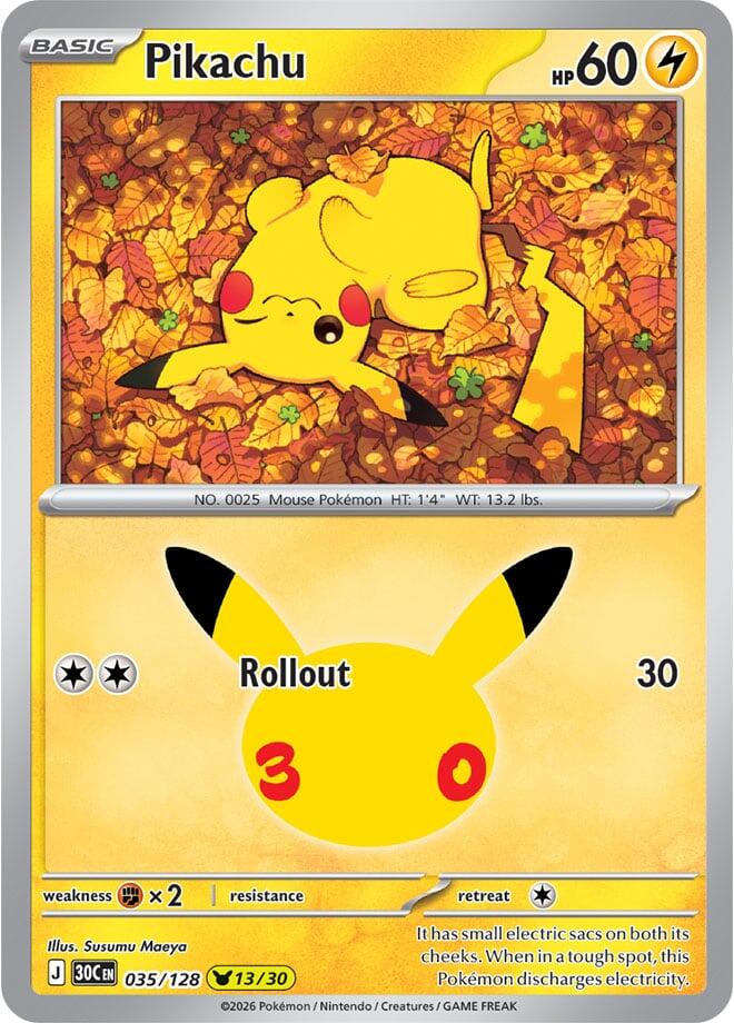 Pikachu 035/128 (ME: 30th Celebration)  - Holofoil