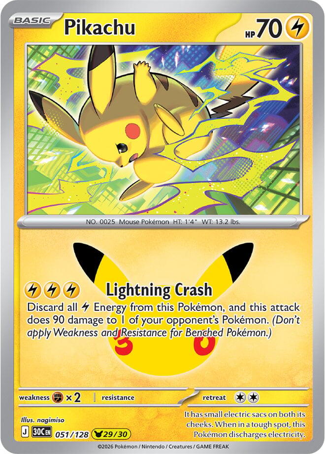 Pikachu 051/128 (ME: 30th Celebration)  - Holofoil