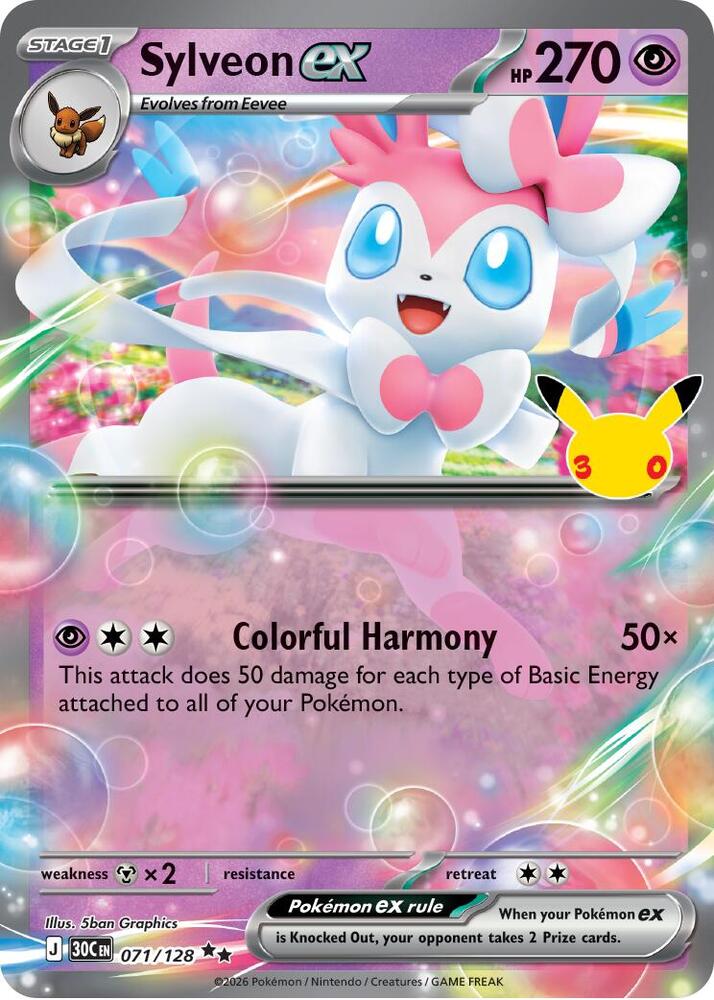 Sylveon ex 071/128 (ME: 30th Celebration)  - Holofoil