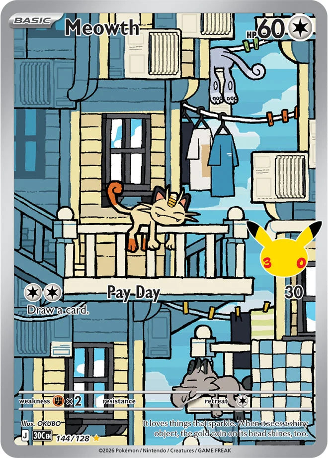 Meowth 144/128 (ME: 30th Celebration)  - Holofoil