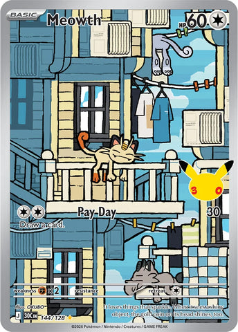 Meowth 144/128 (ME: 30th Celebration)  - Holofoil