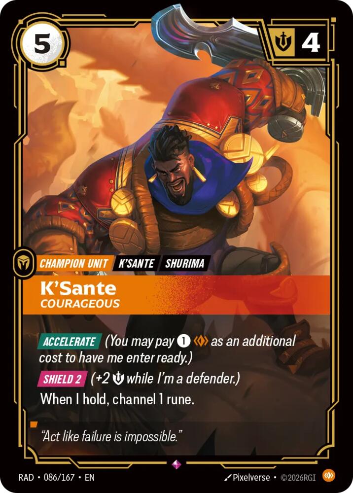 KSante Courageous 086/167 (Radiance)  - Foil