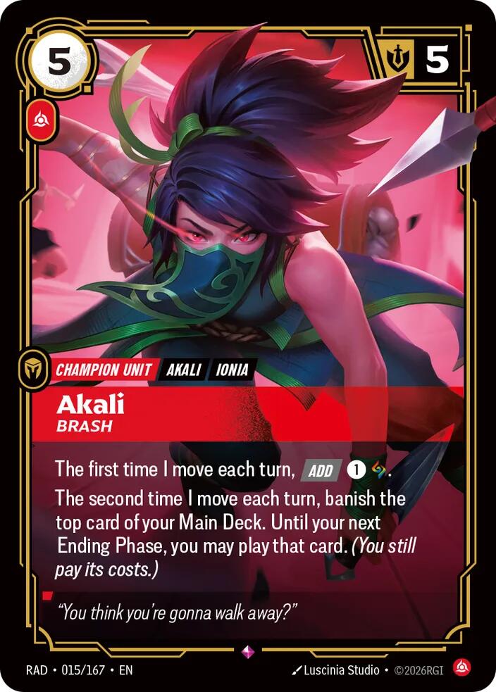 Akali Brash 015/167 (Radiance)  - Foil