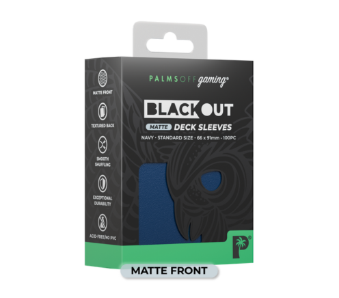 Palms Off Gaming - BLACKout Deck Sleeves - Standard - 100pc - NAVY - Matte