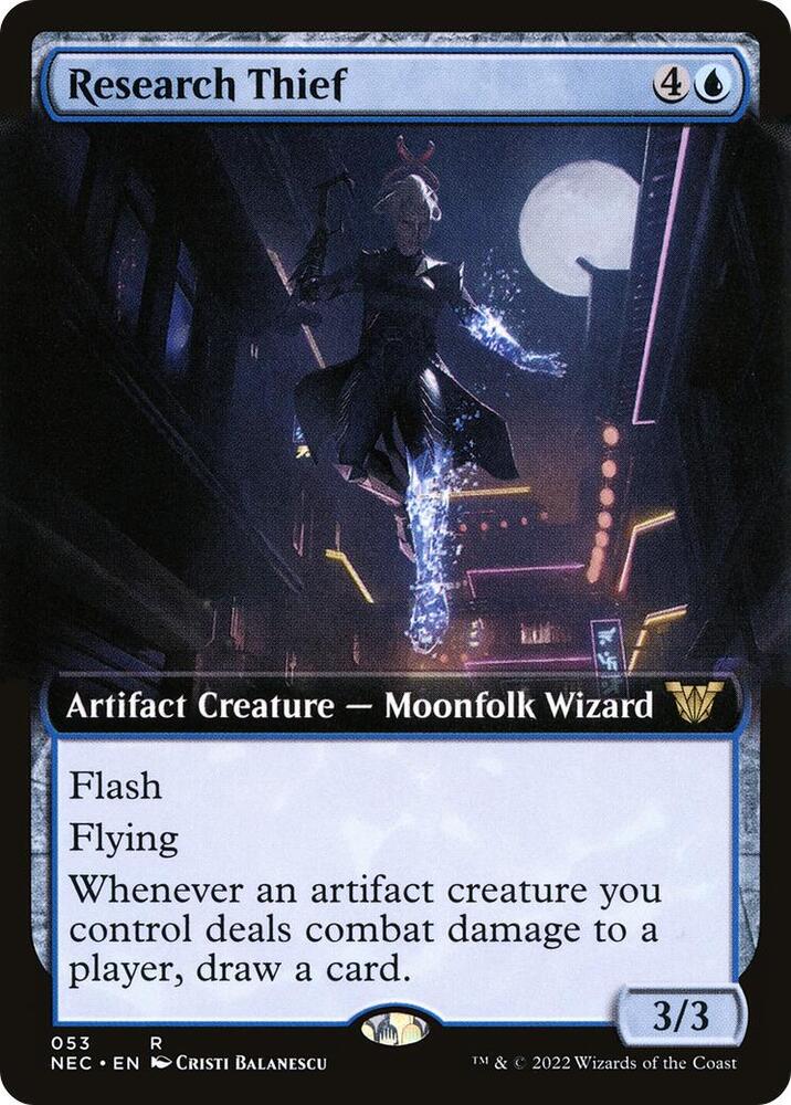 Research Thief 53/38 (Commander: Kamigawa: Neon Dynasty)  - Extended Art