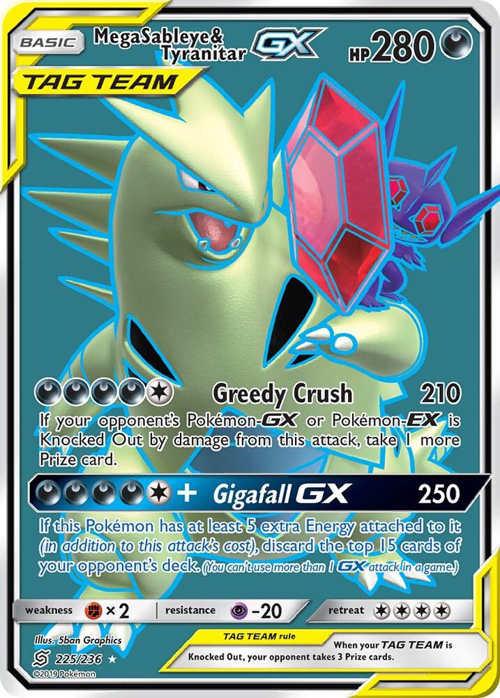 Mega Sableye and Tyranitar GX Full Art 225/236 (SM - Unified Minds)  - Holofoil