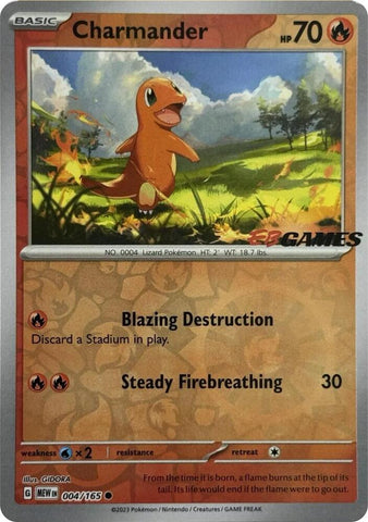 Charmander EB Games Exclusive 004/165 (Miscellaneous Cards & Products)  - Reverse Holofoil