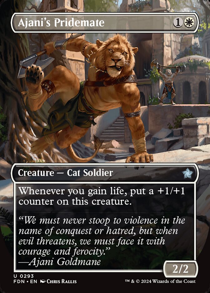 Ajani's Pridemate 293/291 (Foundations)  - Borderles Foil