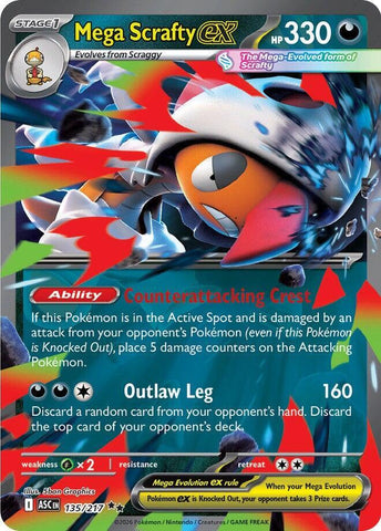 Mega Scrafty ex 135/217 (ME: Ascended Heroes)  - Holofoil
