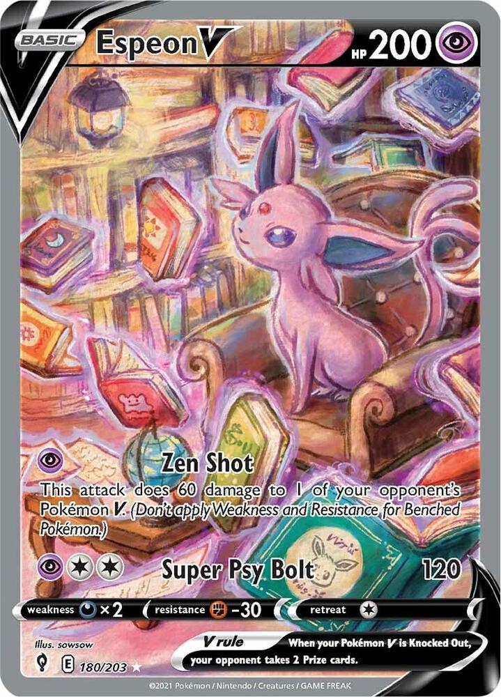 Espeon V Alternate Full Art 180/203 (SWSH07: Evolving Skies)  - Holofoil
