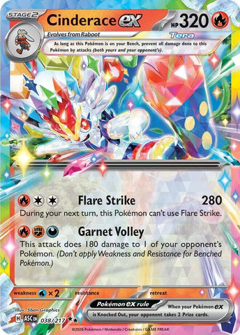 Cinderace ex 038/217 (ME: Ascended Heroes)  - Holofoil