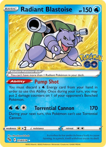 Radiant Blastoise 018/078 (Pokemon GO)  - Holofoil