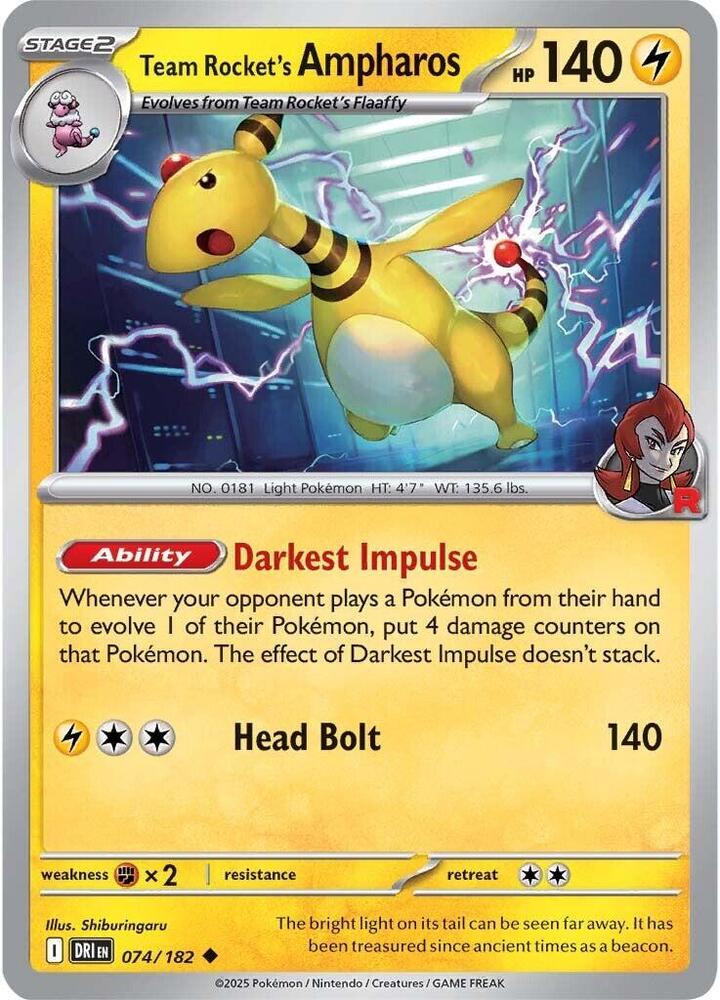 Team Rockets Ampharos 074/182 (SV10: Destined Rivals) 