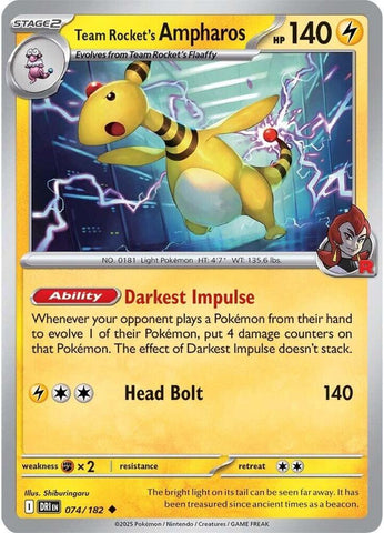 Team Rockets Ampharos 074/182 (SV10: Destined Rivals) 