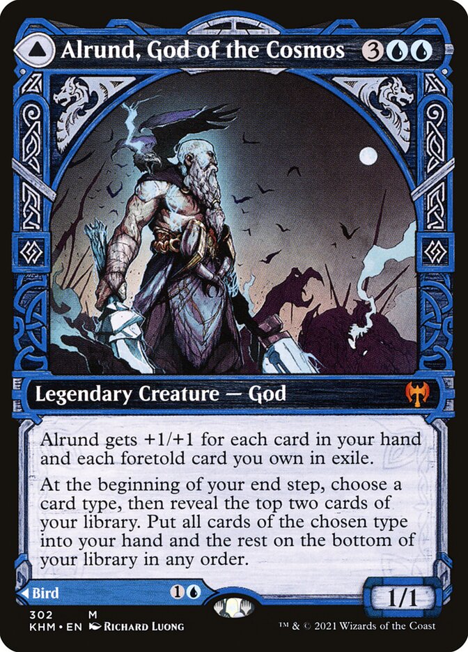 Alrund God of the Cosmos // Hakka, Whispering Raven 302 (Kaldheim)  - Showcase
