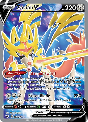 Zacian V 195/202 (SWSH01: Sword & Shield Base Set)  - Holofoil
