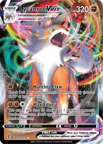 Lycanroc VMAX 092/203 (SWSH07: Evolving Skies)  - Holofoil