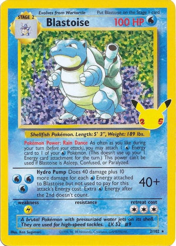 Blastoise 2/102 (Celebrations: Classic Collection)  - Holofoil
