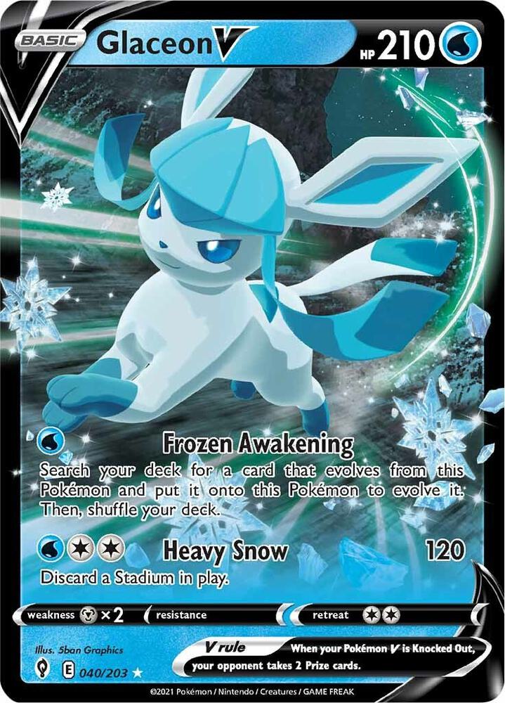Glaceon V 040/203 (SWSH07: Evolving Skies)  - Holofoil
