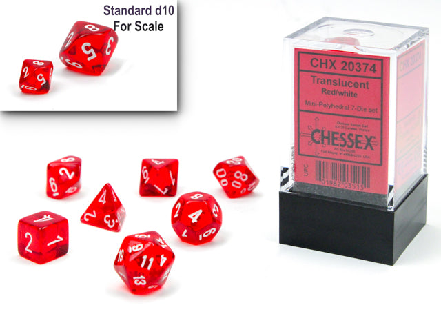 Chessex Dice Translucent Red/white Mini-Polyhedral 7-Die Set