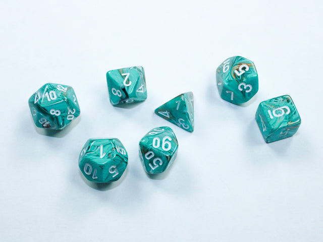 Chessex Dice Marble Oxi-Copper/white Mini-Polyhedral 7-Die Set
